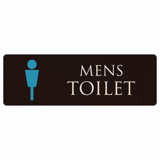 トイレ MENS ブラック＆カラー 木製プレート 長方形 看板 サインプレート 案内表示 施設用 ピクトサイン ピクトグラム 選べるサイズ