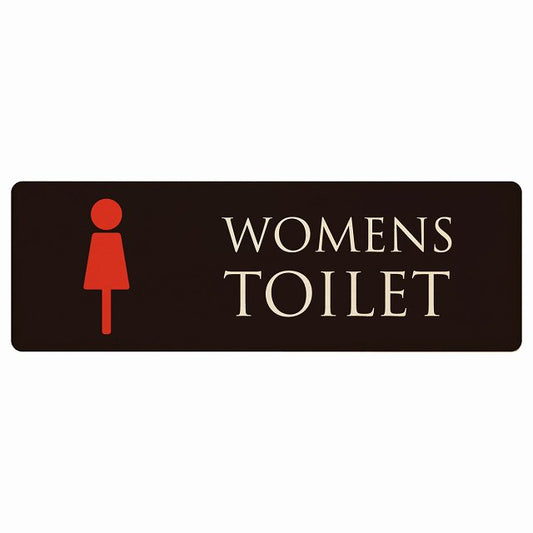 トイレ WOMENS ブラック＆カラー 木製プレート 長方形 看板 サインプレート 案内表示 施設用 ピクトサイン ピクトグラム 選べるサイズ