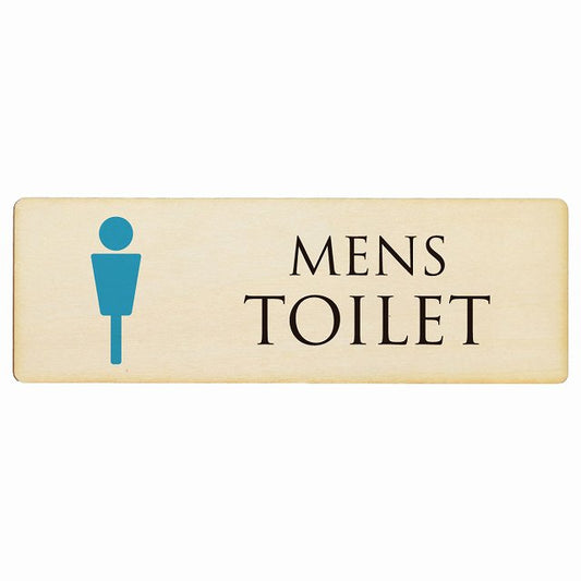 トイレ MENS ナチュラル＆カラー 木製プレート 長方形 看板 サインプレート 案内表示 施設用 ピクトサイン ピクトグラム 選べるサイズ