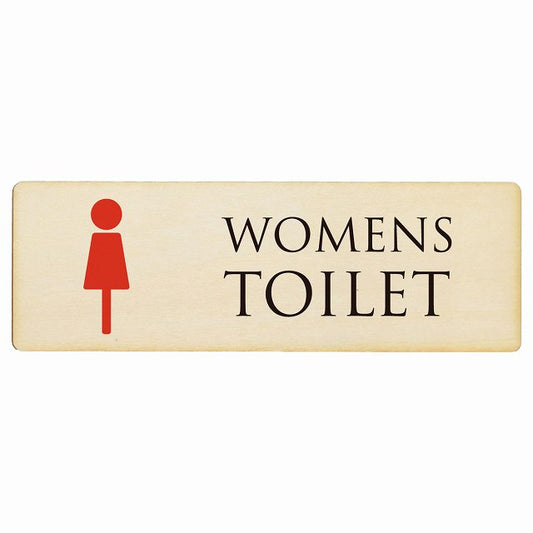 トイレ WOMENS ナチュラル＆カラー 木製プレート 長方形 看板 サインプレート 案内表示 施設用 ピクトサイン ピクトグラム 選べるサイズ