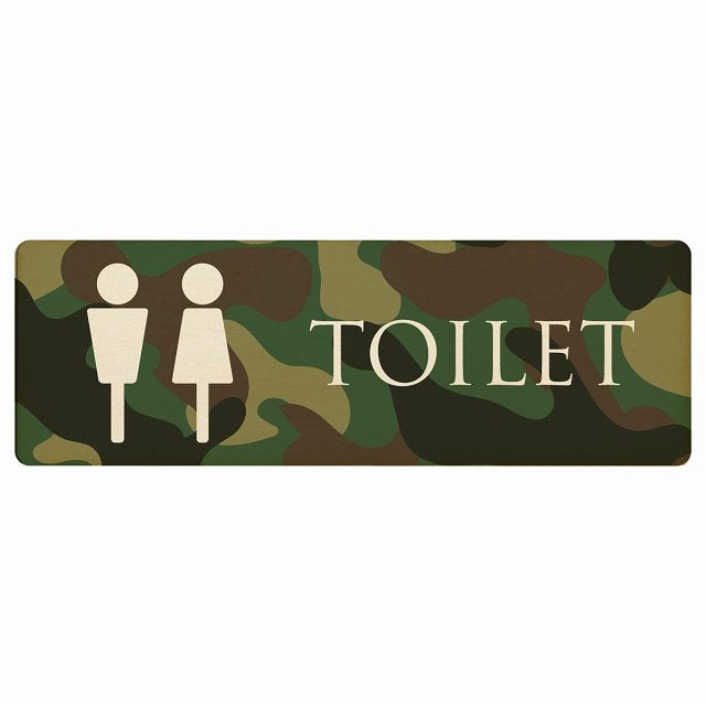 トイレ 男女マーク 迷彩 カラー 木製プレート 長方形 看板 サインプレート 案内表示 施設用 ピクトサイン ピクトグラム 選べるサイズ