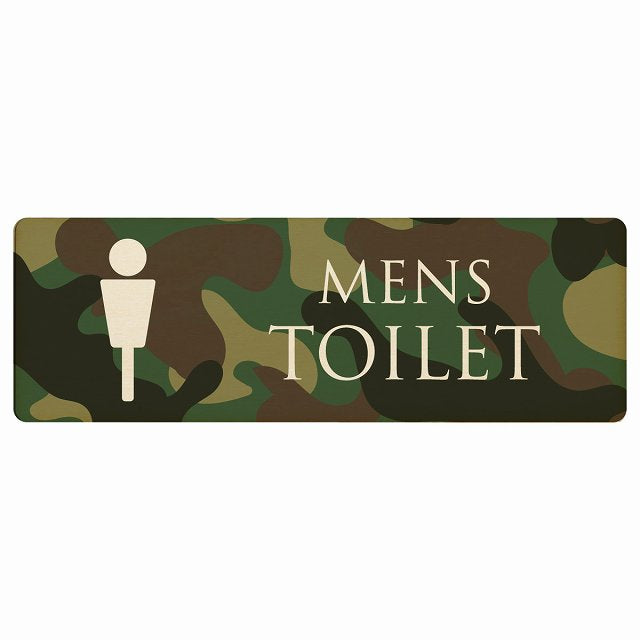 トイレ MENS 迷彩 カラー 木製プレート 長方形 看板 サインプレート 案内表示 施設用 ピクトサイン ピクトグラム 選べるサイズ
