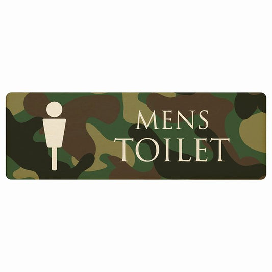 トイレ MENS 迷彩 カラー 木製プレート 長方形 看板 サインプレート 案内表示 施設用 ピクトサイン ピクトグラム 選べるサイズ