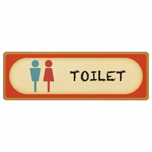 トイレ 男女マーク レトロ デザイン 木製プレート 長方形 看板 サインプレート 案内表示 施設用 ピクトサイン ピクトグラム 選べるサイズ