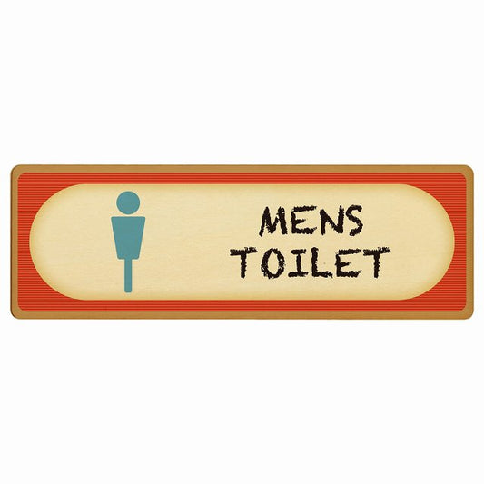 トイレ MENS レトロ デザイン 木製プレート 長方形 看板 サインプレート 案内表示 施設用 ピクトサイン ピクトグラム 選べるサイズ