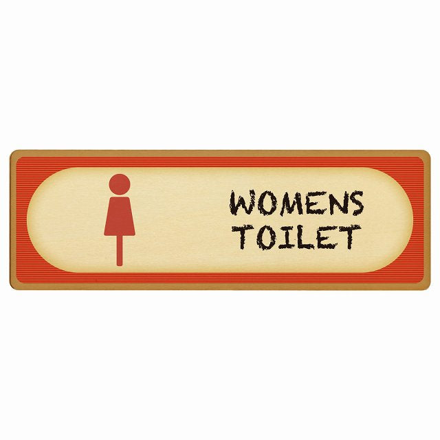 トイレ WOMENS レトロ デザイン 木製プレート 長方形 看板 サインプレート 案内表示 施設用 ピクトサイン ピクトグラム 選べるサイズ