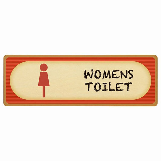 トイレ WOMENS レトロ デザイン 木製プレート 長方形 看板 サインプレート 案内表示 施設用 ピクトサイン ピクトグラム 選べるサイズ