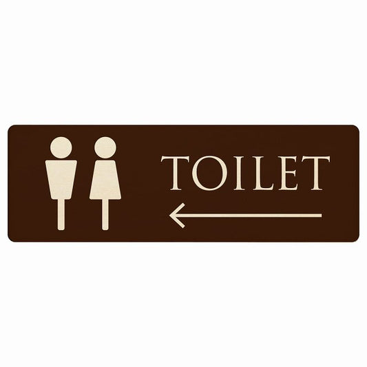 トイレ 男女マーク ブラウン ナチュラル 左矢印 木製プレート 長方形 看板 サインプレート 誘導表示 ピクトサイン ピクトグラム 選べるサイズ