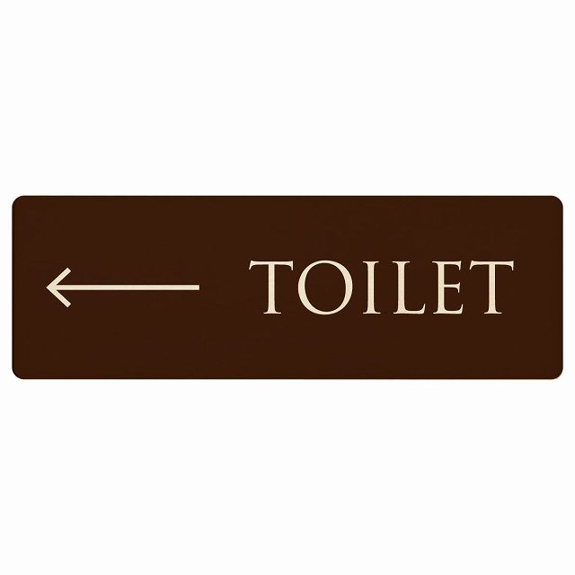 トイレ TOILET 文字タイプ ブラウン ナチュラル 左矢印 木製プレート 長方形 看板 サインプレート 誘導表示 ピクトサイン ピクトグラム 選べるサイズ