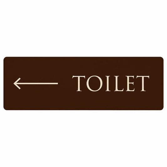 トイレ TOILET 文字タイプ ブラウン ナチュラル 左矢印 木製プレート 長方形 看板 サインプレート 誘導表示 ピクトサイン ピクトグラム 選べるサイズ