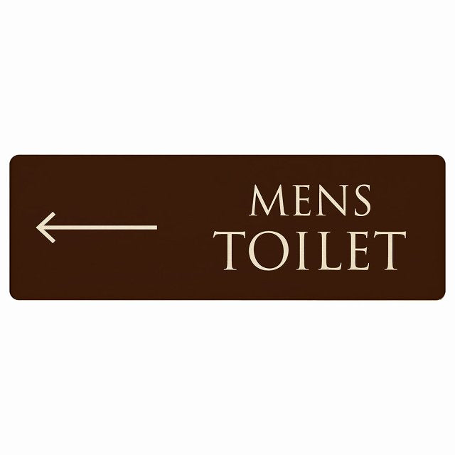 トイレ MENS 文字タイプ ブラウン ナチュラル 左矢印 木製プレート 長方形 看板 サインプレート 誘導表示 ピクトサイン ピクトグラム 選べるサイズ