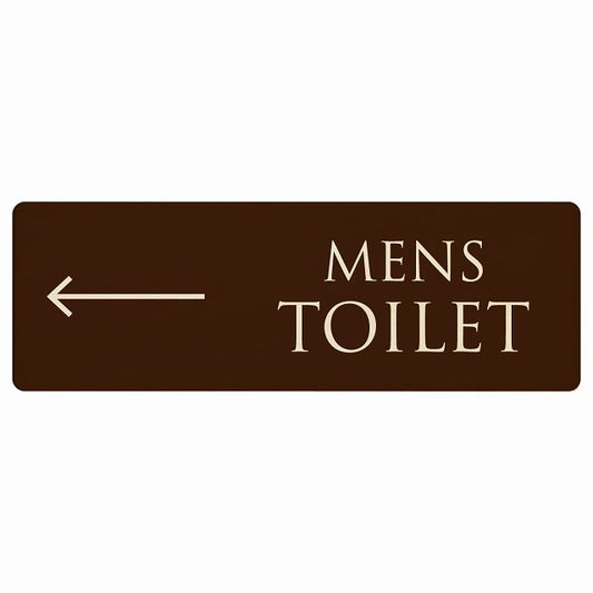 トイレ MENS 文字タイプ ブラウン ナチュラル 左矢印 木製プレート 長方形 看板 サインプレート 誘導表示 ピクトサイン ピクトグラム 選べるサイズ