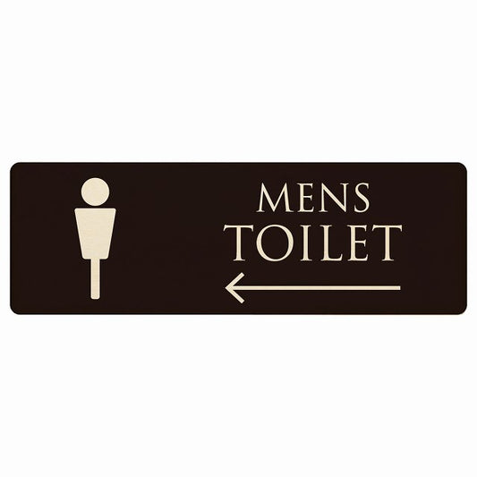 トイレ MENS ブラック ナチュラル 左矢印 木製プレート 長方形 看板 サインプレート 誘導表示 ピクトサイン ピクトグラム 選べるサイズ