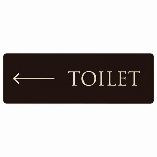 トイレ TOILET 文字タイプ ブラック ナチュラル 左矢印 木製プレート 長方形 看板 サインプレート 誘導表示 ピクトサイン ピクトグラム 選べるサイズ
