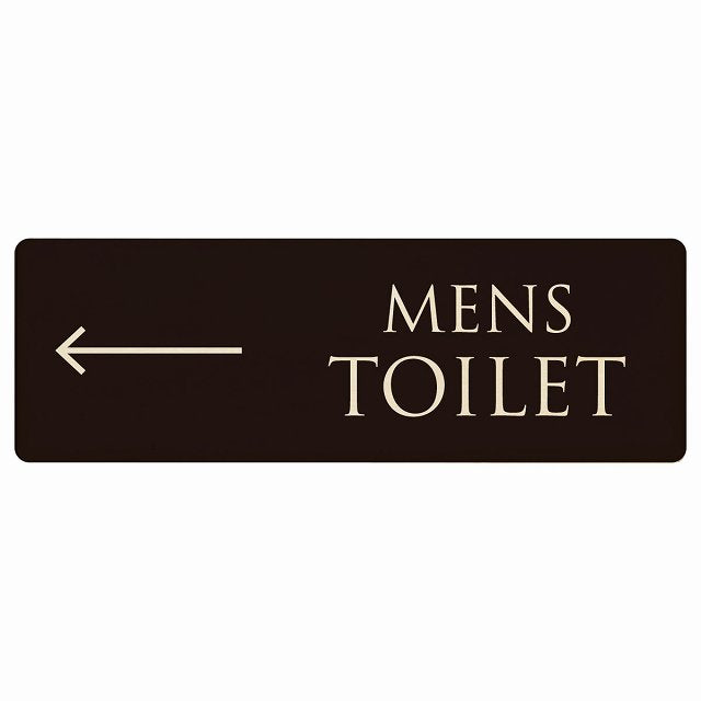 トイレ MENS 文字タイプ ブラック ナチュラル 左矢印 木製プレート 長方形 看板 サインプレート 誘導表示 ピクトサイン ピクトグラム 選べるサイズ