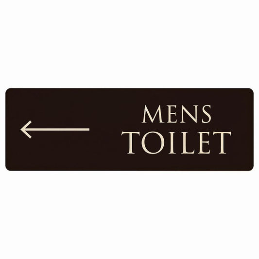 トイレ MENS 文字タイプ ブラック ナチュラル 左矢印 木製プレート 長方形 看板 サインプレート 誘導表示 ピクトサイン ピクトグラム 選べるサイズ