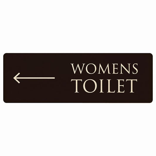 トイレ WOMENS 文字タイプ ブラック ナチュラル 左矢印 木製プレート 長方形 看板 サインプレート 誘導表示 ピクトサイン ピクトグラム 選べるサイズ