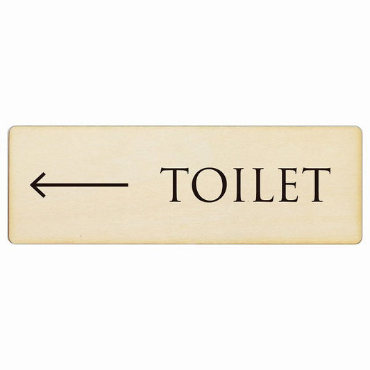 トイレ TOILET 文字タイプ ナチュラル ブラック 左矢印 木製プレート 長方形 看板 サインプレート 誘導表示 ピクトサイン ピクトグラム 選べるサイズ