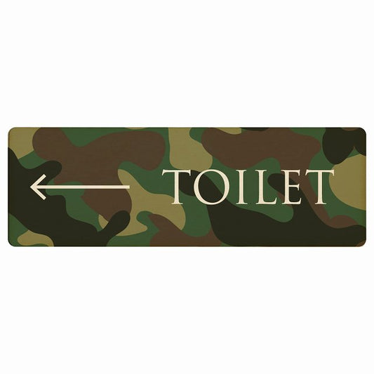 トイレ TOILET 文字タイプ 迷彩 カラー 左矢印 木製プレート 長方形 看板 サインプレート 誘導表示 ピクトサイン ピクトグラム 選べるサイズ