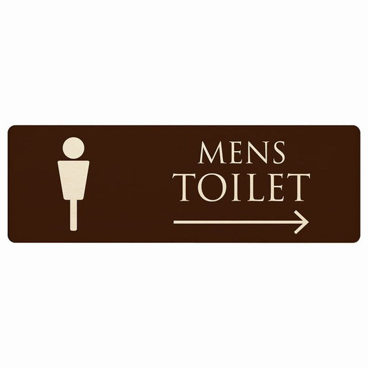 トイレ MENS ブラウン ナチュラル 右矢印 木製プレート 長方形 看板 サインプレート 誘導表示 ピクトサイン ピクトグラム 選べるサイズ
