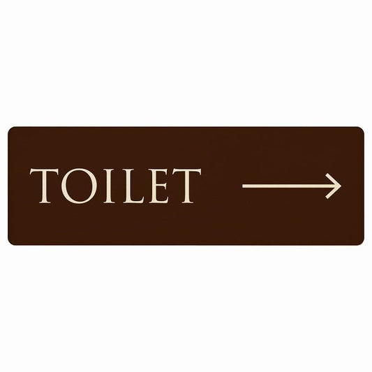 トイレ TOILET 文字タイプ ブラウン ナチュラル 右矢印 木製プレート 長方形 看板 サインプレート 誘導表示 ピクトサイン ピクトグラム 選べるサイズ