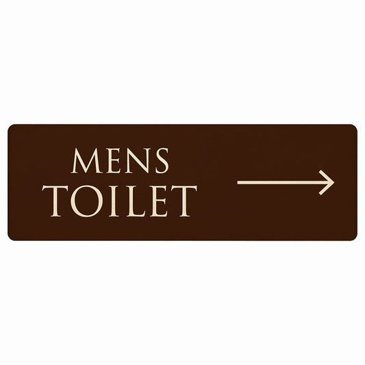 トイレ MENS 文字タイプ ブラウン ナチュラル 右矢印 木製プレート 長方形 看板 サインプレート 誘導表示 ピクトサイン ピクトグラム 選べるサイズ