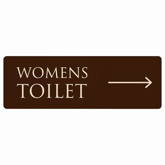 トイレ WOMENS 文字タイプ ブラウン ナチュラル 右矢印 木製プレート 長方形 看板 サインプレート 誘導表示 ピクトサイン ピクトグラム 選べるサイズ