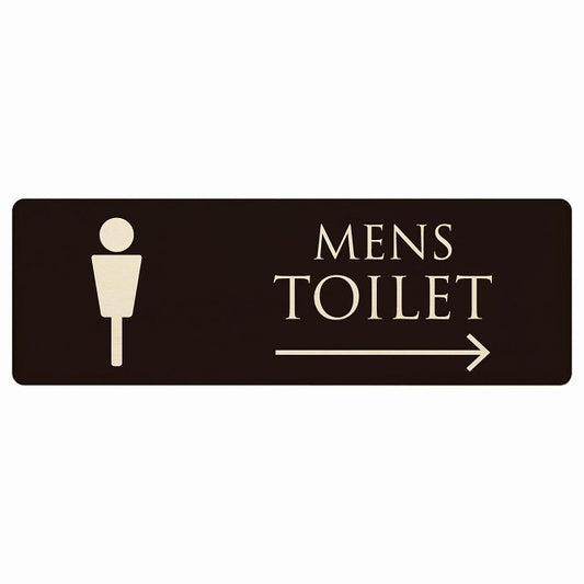 トイレ MENS ブラック ナチュラル 右矢印 木製プレート 長方形 看板 サインプレート 誘導表示 ピクトサイン ピクトグラム 選べるサイズ