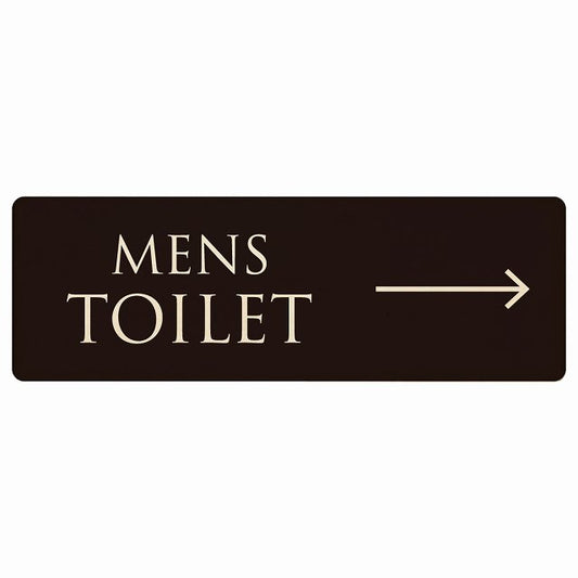 トイレ MENS 文字タイプ ブラック ナチュラル 右矢印 木製プレート 長方形 看板 サインプレート 誘導表示 ピクトサイン ピクトグラム 選べるサイズ