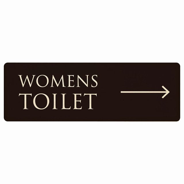トイレ WOMENS 文字タイプ ブラック ナチュラル 右矢印 木製プレート 長方形 看板 サインプレート 誘導表示 ピクトサイン ピクトグラム 選べるサイズ