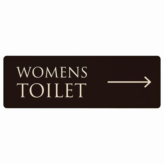 トイレ WOMENS 文字タイプ ブラック ナチュラル 右矢印 木製プレート 長方形 看板 サインプレート 誘導表示 ピクトサイン ピクトグラム 選べるサイズ