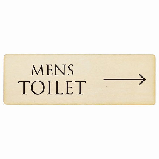 トイレ MENS 文字タイプ ナチュラル ブラック 右矢印 木製プレート 長方形 看板 サインプレート 誘導表示 ピクトサイン ピクトグラム 選べるサイズ