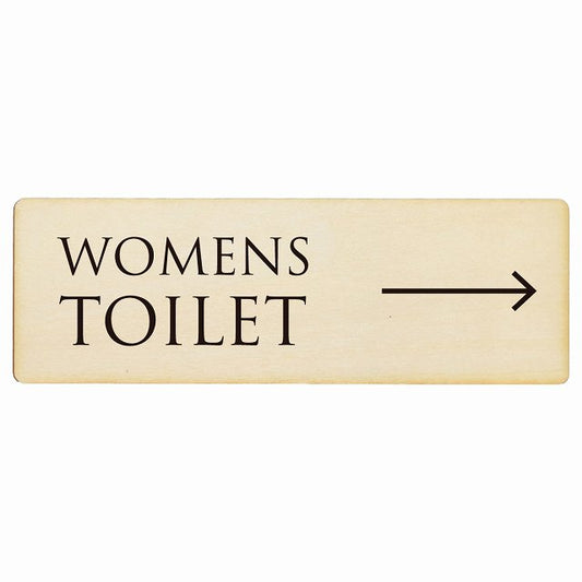 トイレ WOMENS 文字タイプ ナチュラル ブラック 右矢印 木製プレート 長方形 看板 サインプレート 誘導表示 ピクトサイン ピクトグラム 選べるサイズ