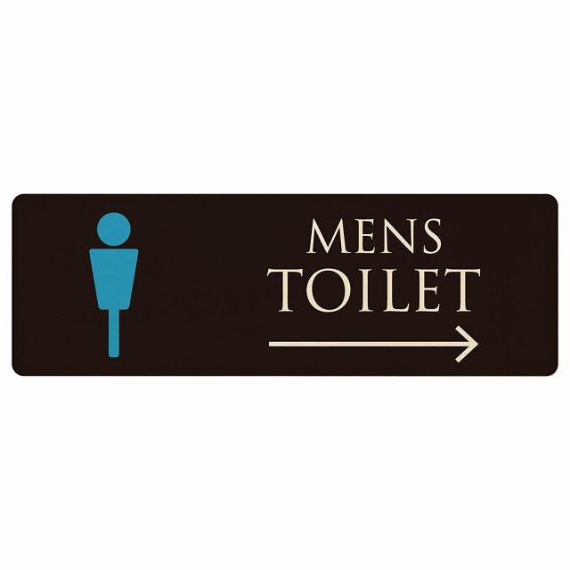 トイレ MENS ブラック＆カラー 右矢印 木製プレート 長方形 看板 サインプレート 誘導表示 ピクトサイン ピクトグラム 選べるサイズ