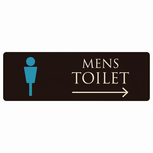 トイレ MENS ブラック＆カラー 右矢印 木製プレート 長方形 看板 サインプレート 誘導表示 ピクトサイン ピクトグラム 選べるサイズ