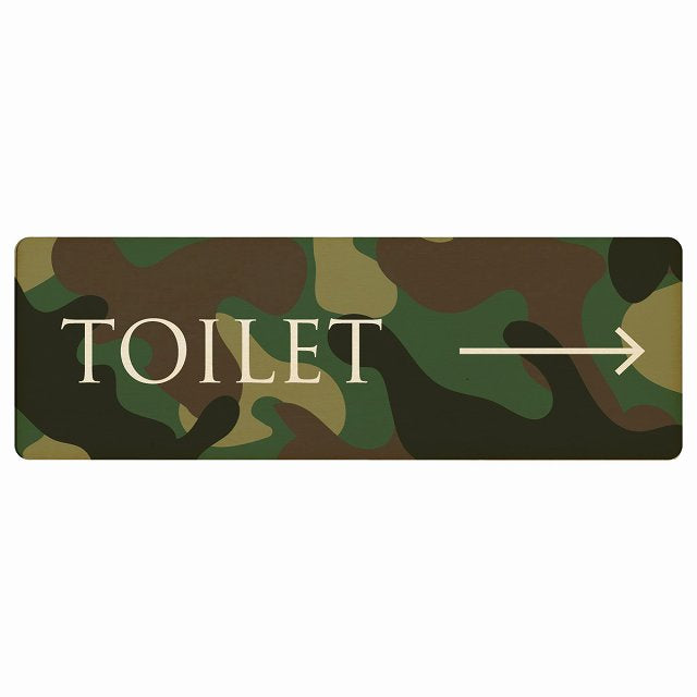 トイレ TOILET 文字タイプ 迷彩 カラー 右矢印 木製プレート 長方形 看板 サインプレート 誘導表示 ピクトサイン ピクトグラム 選べるサイズ
