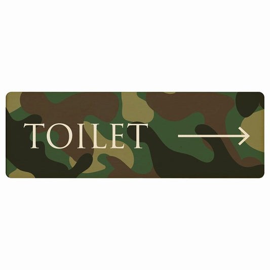 トイレ TOILET 文字タイプ 迷彩 カラー 右矢印 木製プレート 長方形 看板 サインプレート 誘導表示 ピクトサイン ピクトグラム 選べるサイズ