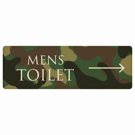 トイレ MENS 文字タイプ 迷彩 カラー 右矢印 木製プレート 長方形 看板 サインプレート 誘導表示 ピクトサイン ピクトグラム 選べるサイズ