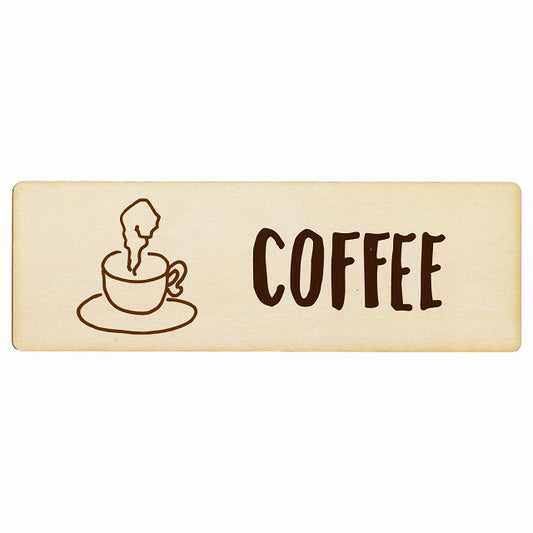 COFFEE コーヒー 珈琲 木製プレート 長方形 看板 サインプレート 表示プレート ピクトサイン ピクトグラム 選べるサイズ