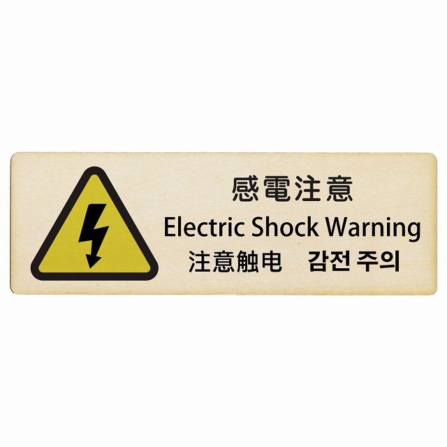 感電注意 インバウンド 多言語 英語 中国語 韓国語 対応 木製プレート 長方形 看板 サインプレート 外国人対応 ピクトサイン ピクトグラム 選べるサイズ