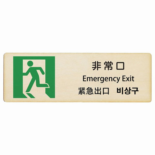 非常口 インバウンド 多言語 英語 中国語 韓国語 対応 木製プレート 長方形 看板 サインプレート 外国人対応 ピクトサイン ピクトグラム 選べるサイズ
