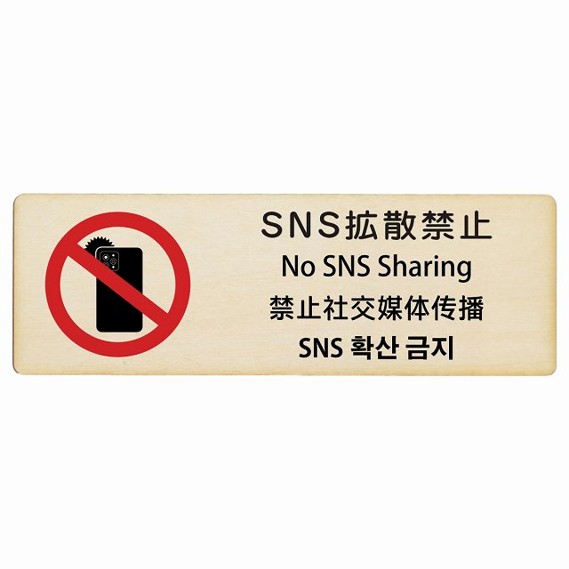 SNS拡散禁止 インバウンド 多言語 英語 中国語 韓国語 対応 木製プレート 長方形 看板 サインプレート 外国人対応 ピクトサイン ピクトグラム 選べるサイズ