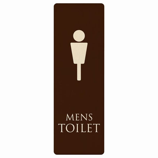 トイレ MENS ブラウン ナチュラル 木製プレート 長方形 縦タイプ 看板 サインプレート 案内表示 施設用 ピクトサイン ピクトグラム 選べるサイズ