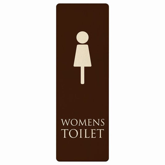 トイレ WOMENS ブラウン ナチュラル 木製プレート 長方形 縦タイプ 看板 サインプレート 案内表示 施設用 ピクトサイン ピクトグラム 選べるサイズ