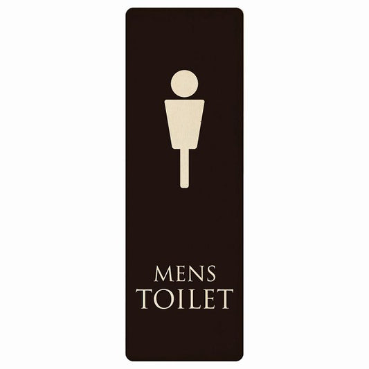 トイレ MENS ブラック ナチュラル 木製プレート 長方形 縦タイプ 看板 サインプレート 案内表示 施設用 ピクトサイン ピクトグラム 選べるサイズ