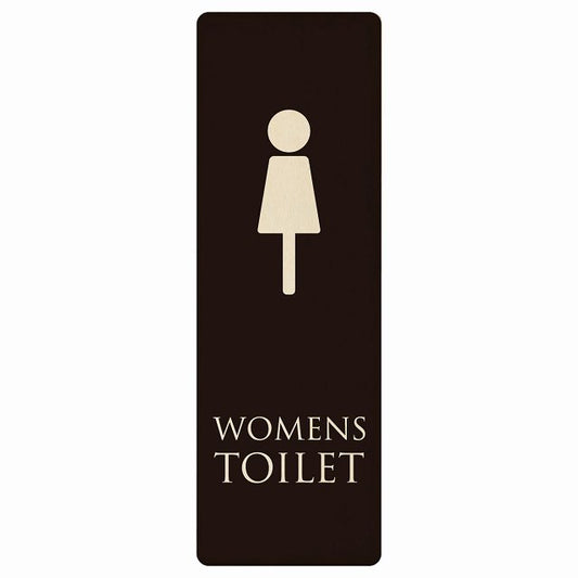 トイレ WOMENS ブラック ナチュラル 木製プレート 長方形 縦タイプ 看板 サインプレート 案内表示 施設用 ピクトサイン ピクトグラム 選べるサイズ