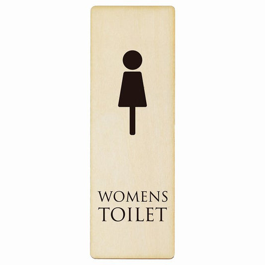 トイレ WOMENS ナチュラル ブラック 木製プレート 長方形 縦タイプ 看板 サインプレート 案内表示 施設用 ピクトサイン ピクトグラム 選べるサイズ