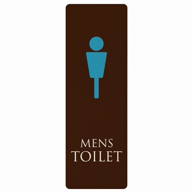 トイレ MENS ブラウン＆カラー 木製プレート 長方形 縦タイプ 看板 サインプレート 案内表示 施設用 ピクトサイン ピクトグラム 選べるサイズ