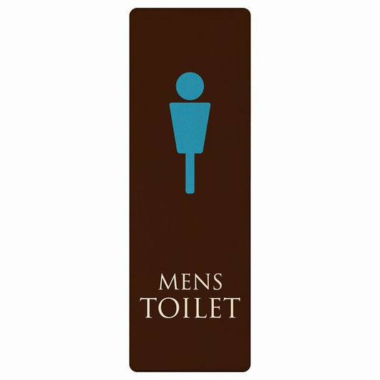 トイレ MENS ブラウン＆カラー 木製プレート 長方形 縦タイプ 看板 サインプレート 案内表示 施設用 ピクトサイン ピクトグラム 選べるサイズ