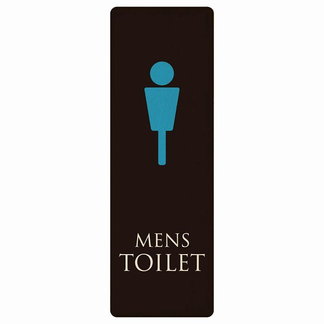 トイレ MENS ブラック＆カラー 木製プレート 長方形 縦タイプ 看板 サインプレート 案内表示 施設用 ピクトサイン ピクトグラム 選べるサイズ
